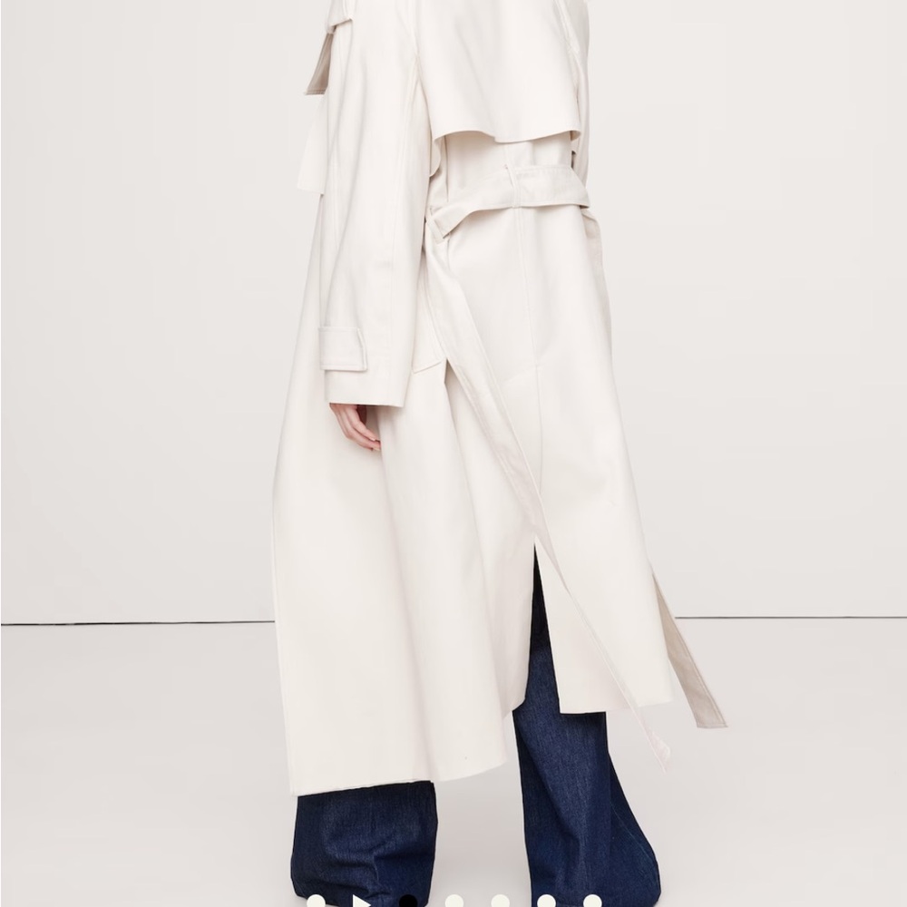 NWT Beautiful Funnel Neck Twill Off White Trench Coat